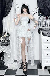 Goth Sweet Lace Eyelet Crop Tank Top