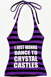 Harajuku Stripe Letter Print Halter Top