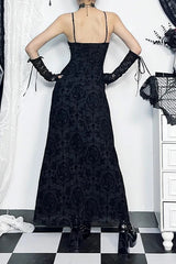 Dark Wind Cross Suspender Slim Fit Hip Maxi Dress