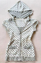 Y2K Pocket Polka Dot Print Hooded T-shirt