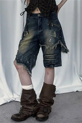 Street Style Five-Point Wide Leg Denim Shorts