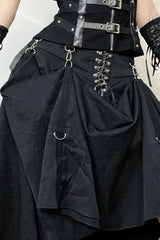Punk Grunge Metal Buckle Bandage Skirt