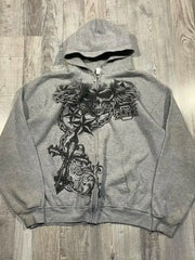 Streetwear Skull Eye Print Black Pullover Hoodie