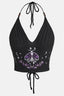 Gothic Moth Embroidery Halter Top