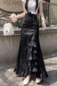 Black Gothic Printed Corset Mermaid Skirt