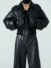 Short Thick PU Leather Jacket