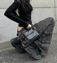 Distressed Stretch Bootcut Pants