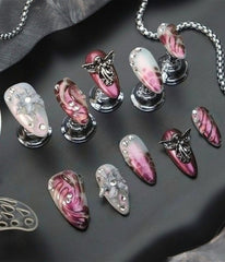 3D Embossed Angel Gothic Fake Nails
