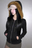 Studded Front Fluffy Trim Hoodies