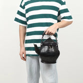 Fashion Funny Teapot Shaped Stone Pattern Leather Gothic Personalized Bag Halloween