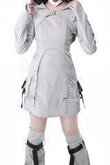 Cyber Techwear Wolf Girl Mini Dress