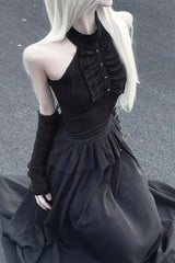 Gothic Darkly Slim Sleeveless Maxi Dress