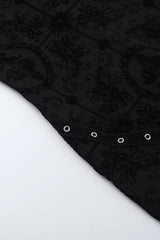 Goth Dark Flocking Print Halter Bandage Maxi Dress