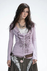 Tattoo Print Fake Two-piece Gothic Knit Top