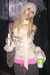 Y2K Graffiti Print Knit Top