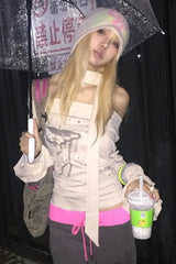 Y2K Graffiti Print Knit Top