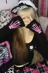 Y2K Gothic Graphic Slim Knit Top