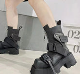 Thick-soled Color Block Platform Ankle Boot