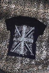 Vintage Street Cross Rhinestone T-shirt