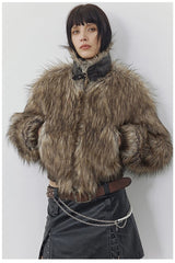 Double Faced Plush Patchwork Coat