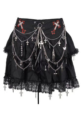 Dark Gothic Cyberpunk Chain Mini Skirt