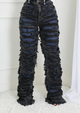 Striped Gothic High Waist Zipper Pant