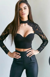 See-Through Lace Mesh Crop Top