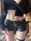 Edgy Y2K Low-Rise Booty PU Leather Shorts