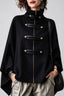 Metal Trim Stand Collar Cape Jackets
