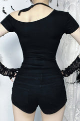 Gothic One Shoulder Print T-Shirt