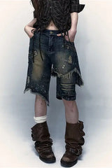 Street Style Five-Point Wide Leg Denim Shorts