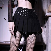 Rivet High Elastic Pleated Skirt