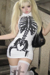 Y2K Skull Print Goth Bodycon Mini Dress