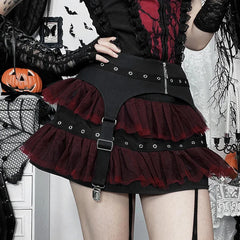 Halloween Gothic Mesh Ballet Mini Skirt