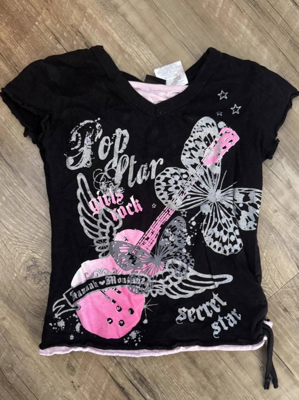 Y2K Butterfly Print Drawstring T-Shirt