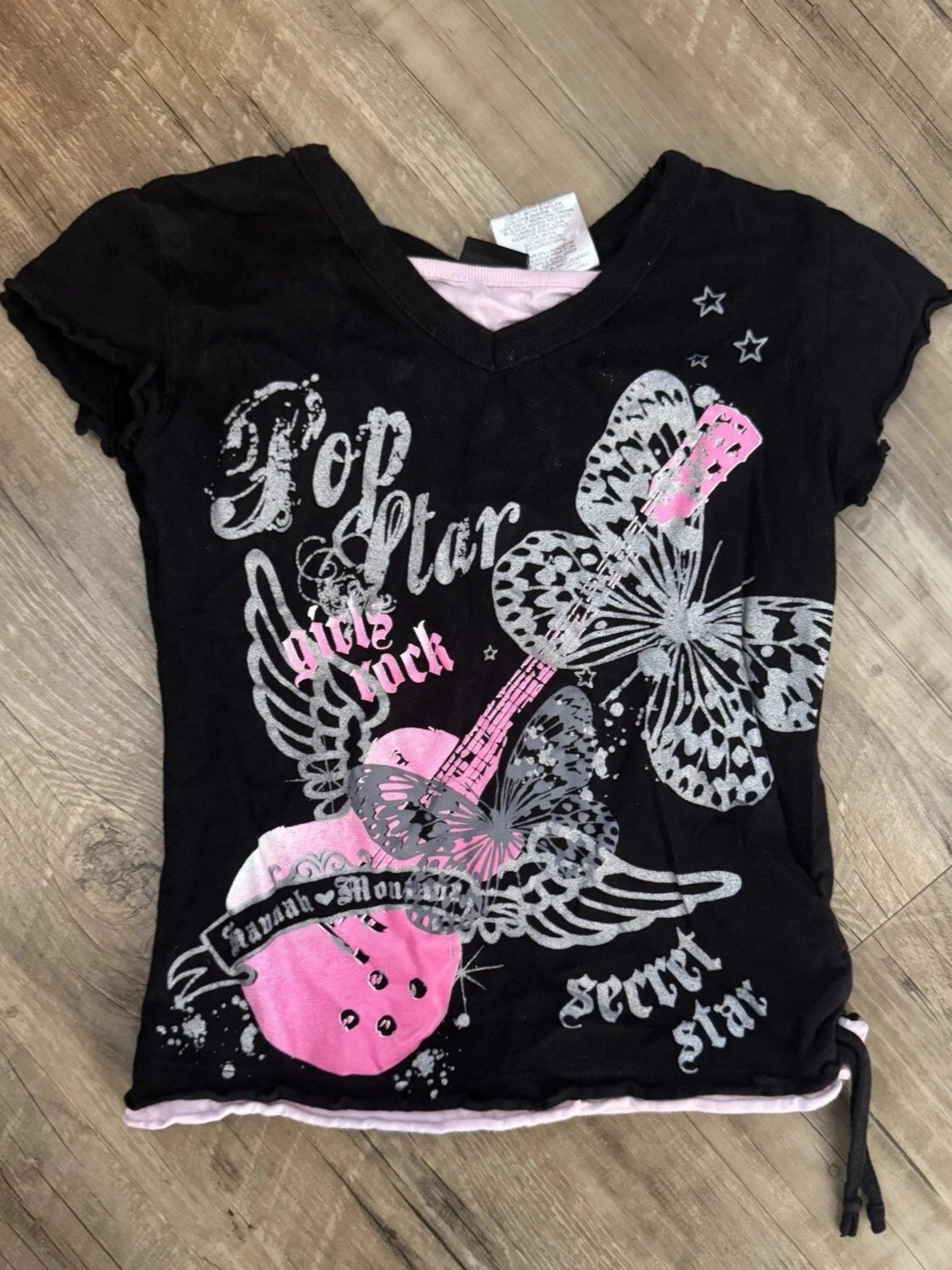 Y2K Butterfly Print Drawstring T-Shirt