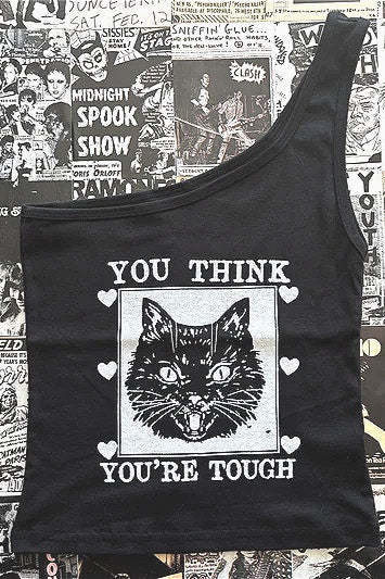 Skew Shoulder Gothic Printed Cami