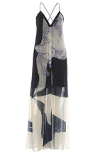 Swan Print Cross Strap Maxi Dress