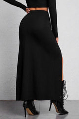 Edgy Sexy Hip-Wrapping High-Slit Skirt