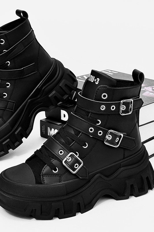 Strapped Platform High-Top Boots