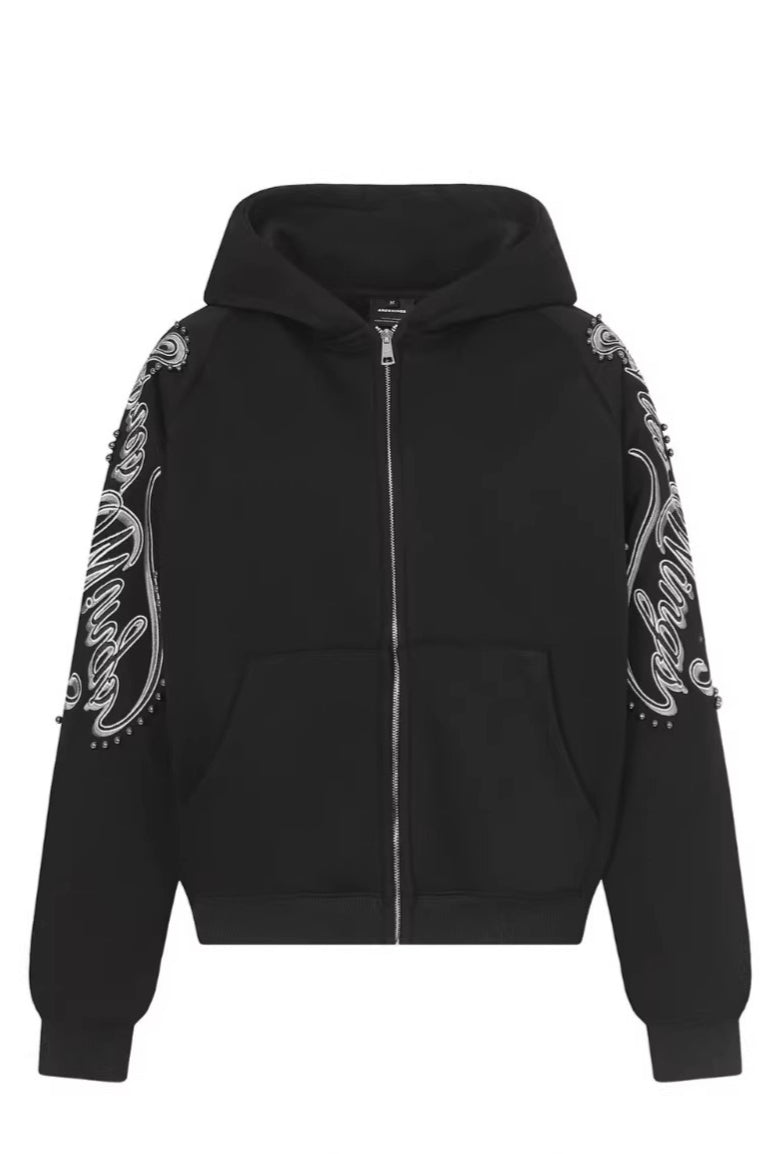 Scroll Sleeve Zip Up Hoodies