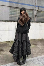 Punk Asymmetrical Patchwork Plaid Skirt