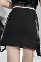 Twin Zip Strap Mini Skirts