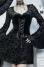 Flocked Lace Bell Sleeve Mini Dress