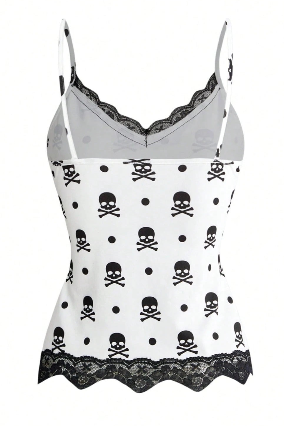Cross Skull Print Lace Tank Top