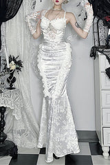 Lace Pearl Mermaid Maxi Skirt