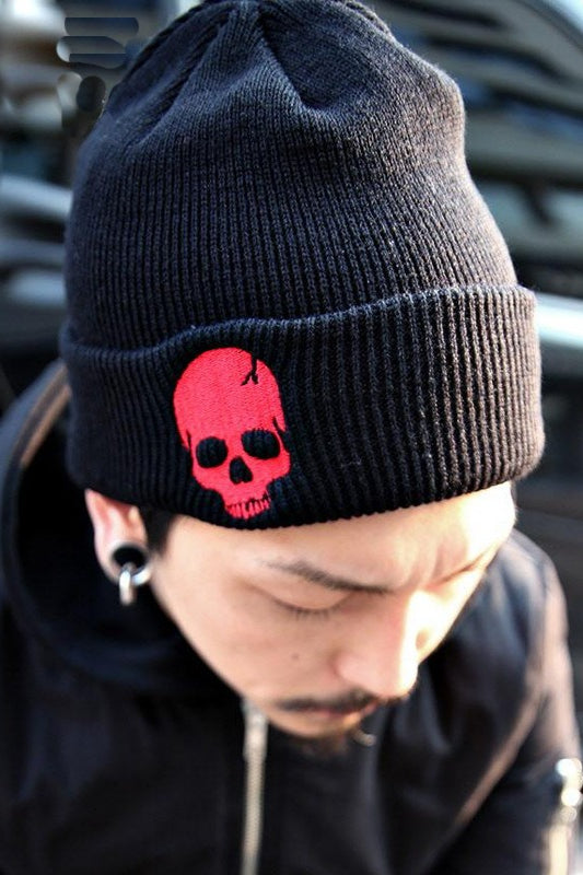 Punk Embroidered Skull Knit Hat Main image