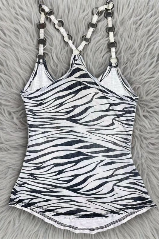 Retro White Zebra Print Cami