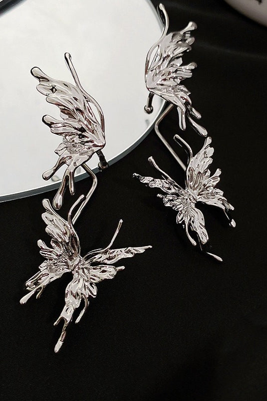 Sculpted Butterfly Ear Climber Earrings