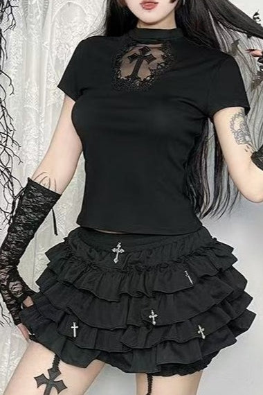 Halloween Punk Gothic Ruffled Skirt with Ballerina Skirt Secondary image